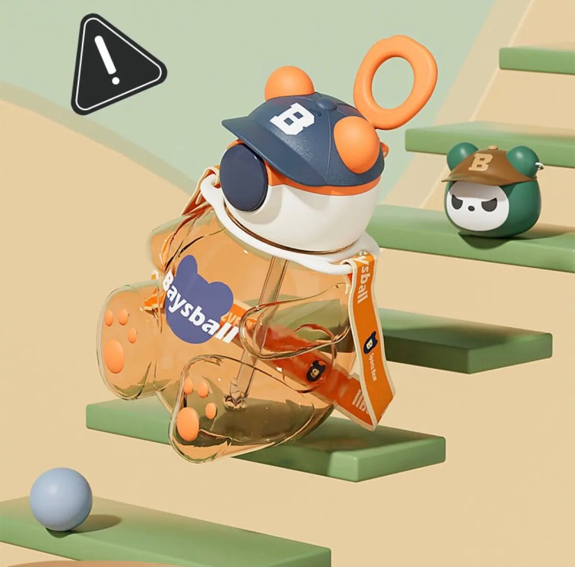 Children's Plastic Tritan Sports Bottle With Straw Portable Leakproof Cute Cartoon Student Straps BPA Free Bottle SF Traders