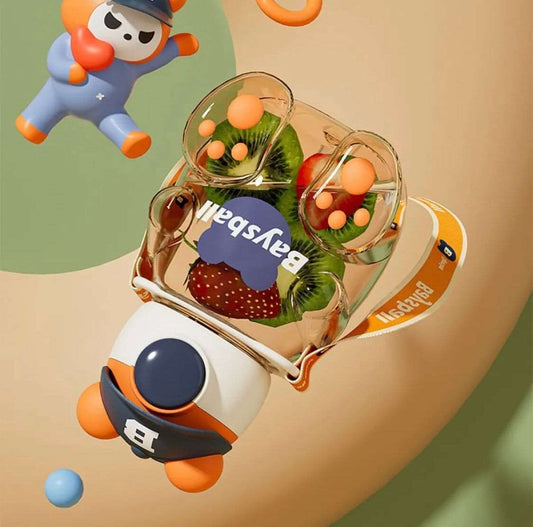 Children's Plastic Tritan Sports Bottle With Straw Portable Leakproof Cute Cartoon Student Straps BPA Free Bottle SF Traders