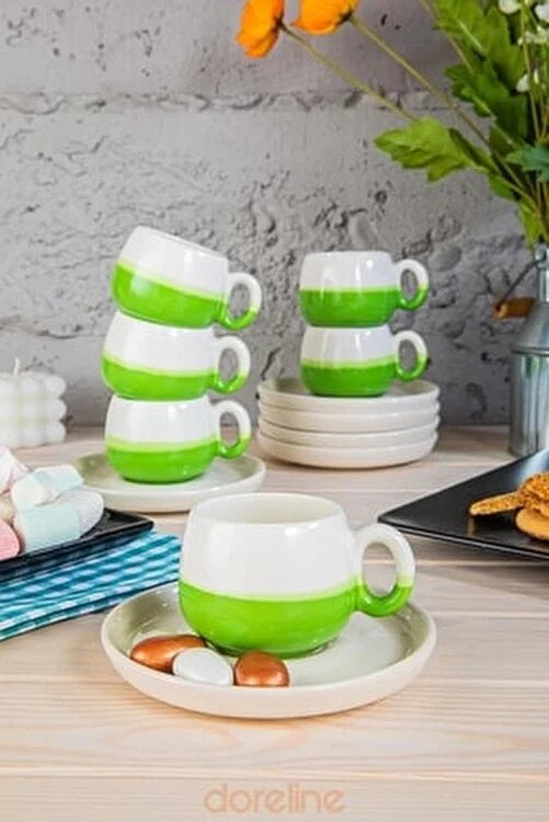 Doreline Coffeart Green Double Color Handmade Turkish Cup SF Traders