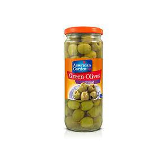 American Garden Green Olives Pitted 450gm
