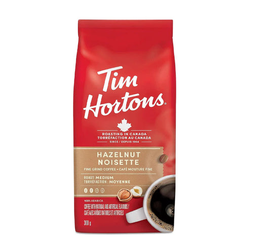 Tim Hortons Hazelnut (noisette) Light Medium Roast Fine Grind Coffee - 300Gm