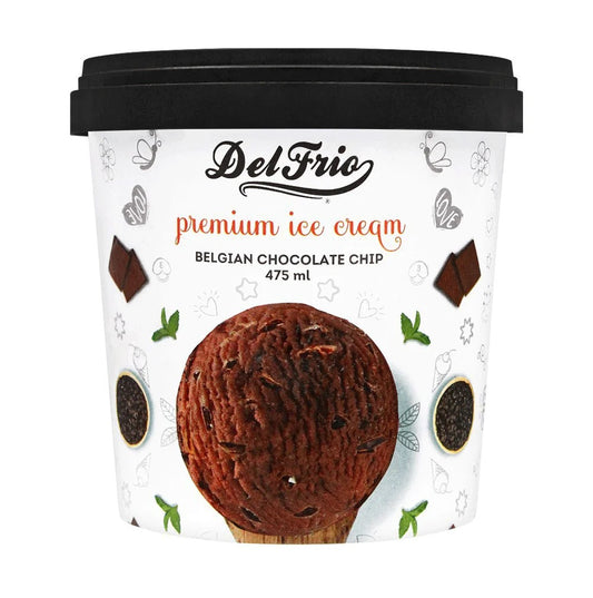 Del Frio Belgian Chocolate Chip Ice Cream Tub 475ml