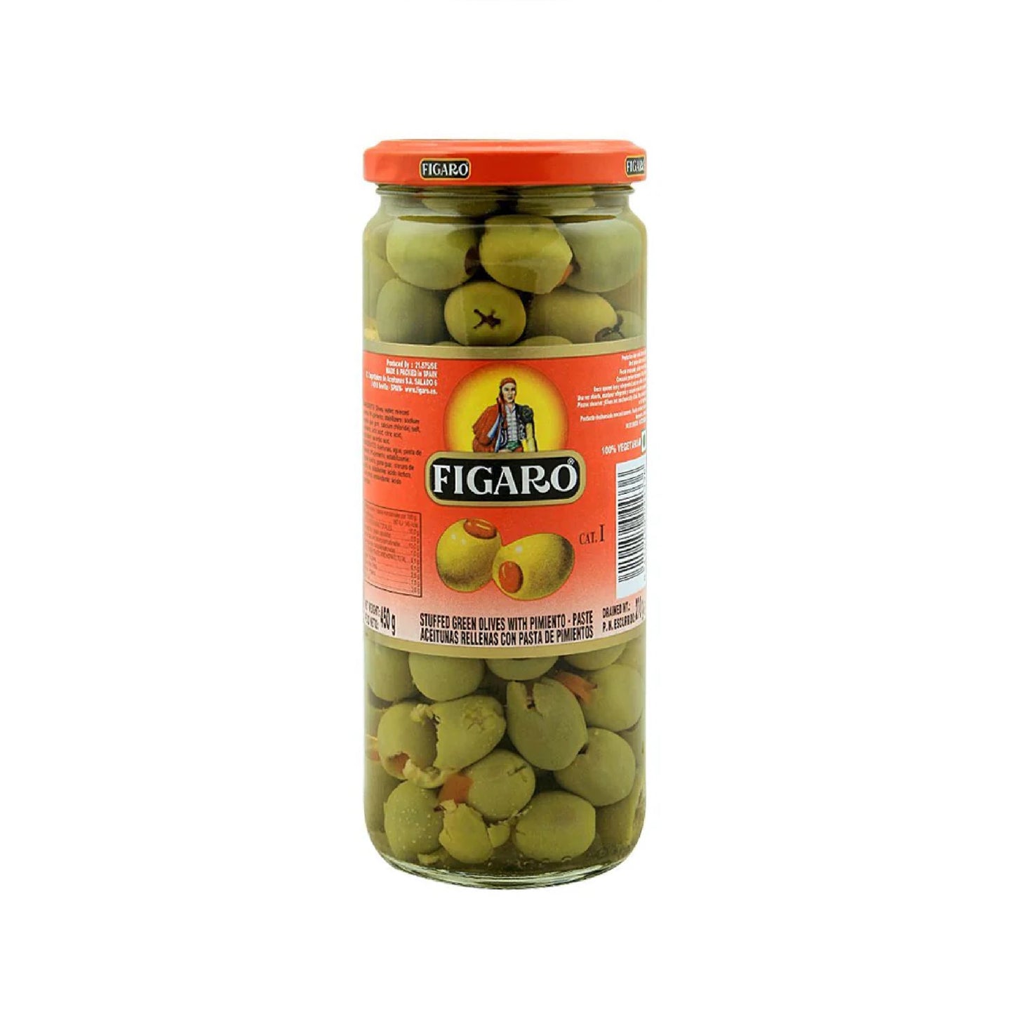 Figaro Stuffed Green Olives With Pimento Paste 450gm