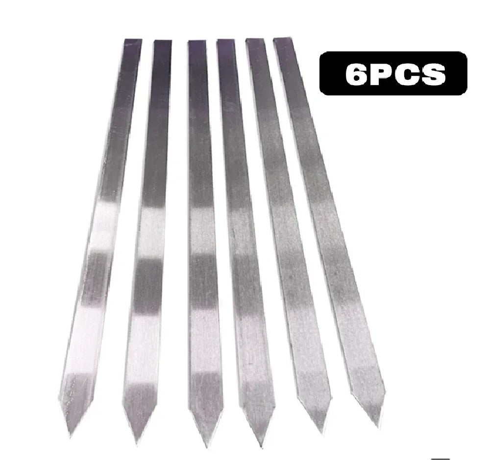 50cm Wide No-Wood Handle Flat Stainless Steel BBQ Skewers