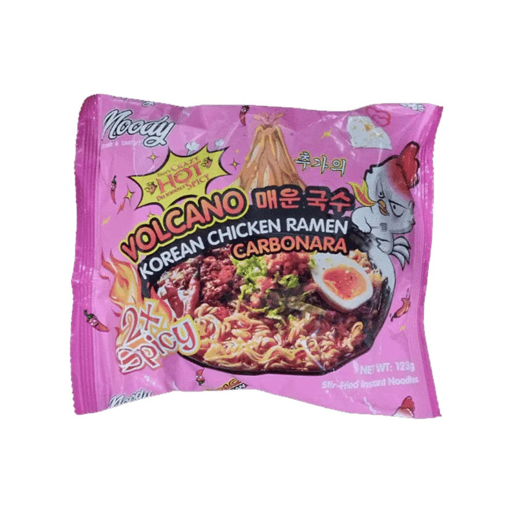Noody Volcano Korean Chicken Ramen Carbonara Noodle 2xSpicy 123Gm