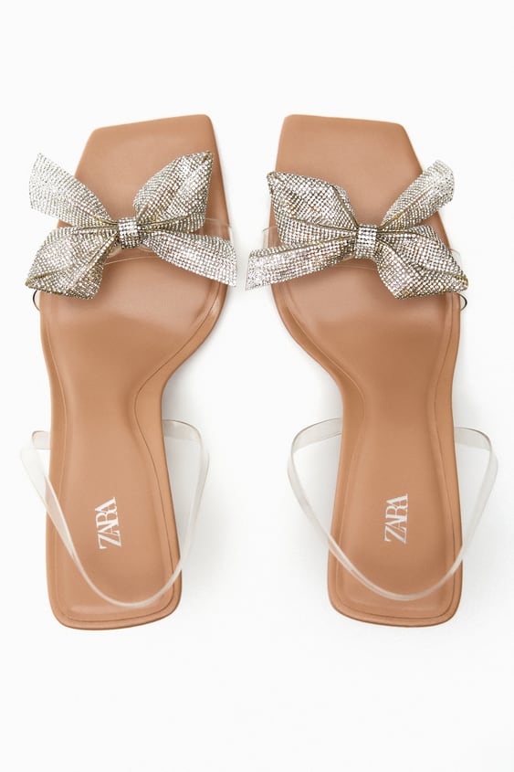 Zara HEELED VINYL SANDALS WITH BOW SF Traders