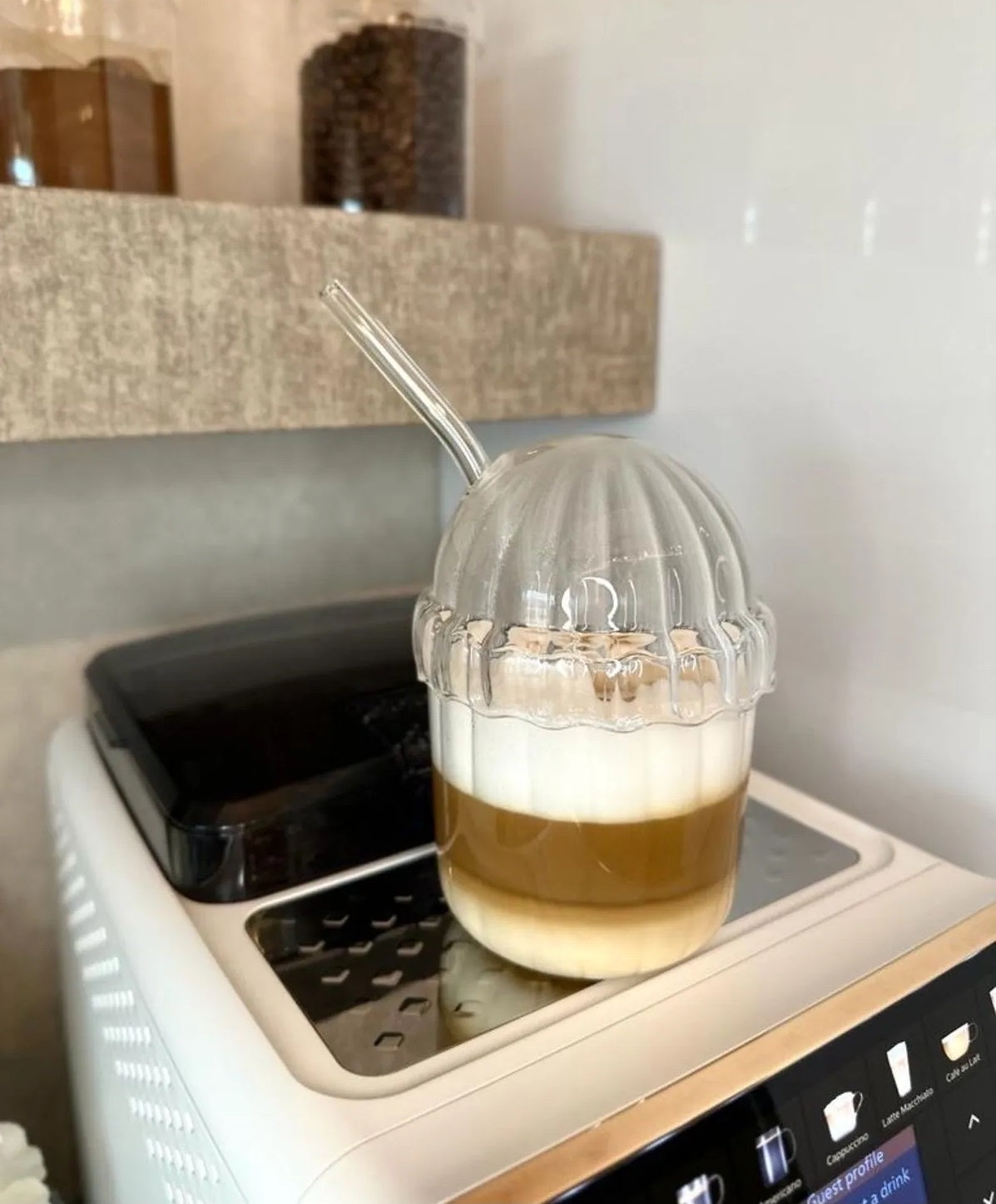 Piece Glass Oval Lid Heat Resistant Pinterest Cup | Coffee and Presentation Cup | 430 ml