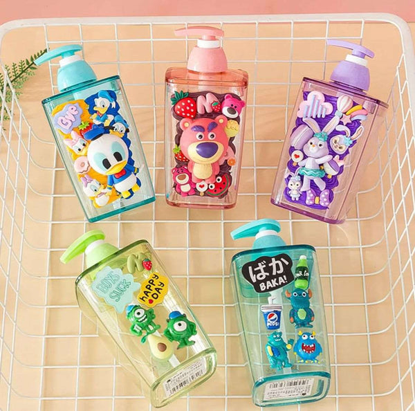 420ml kawaii sanrio accessories cat kuromi my melody cinnamon roll cute beauty travel shampoo body wash clear press bottle for girls SF Traders