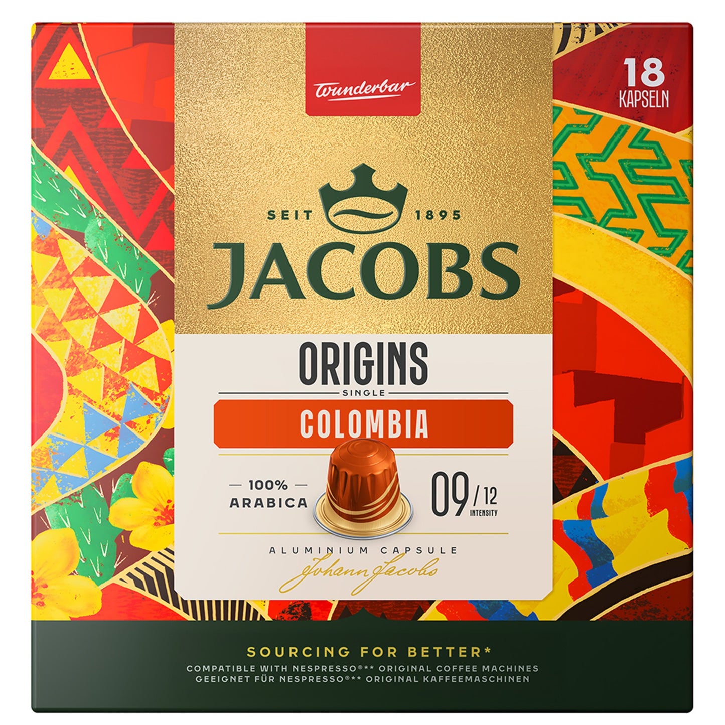 Jacobs Origins Single Colombia Coffee Capsules 18 Pack 93Gm