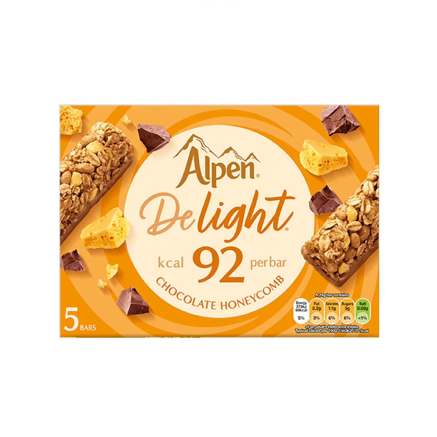 Alpen Delight 92 Chocolate Honeycomb Bar 5s