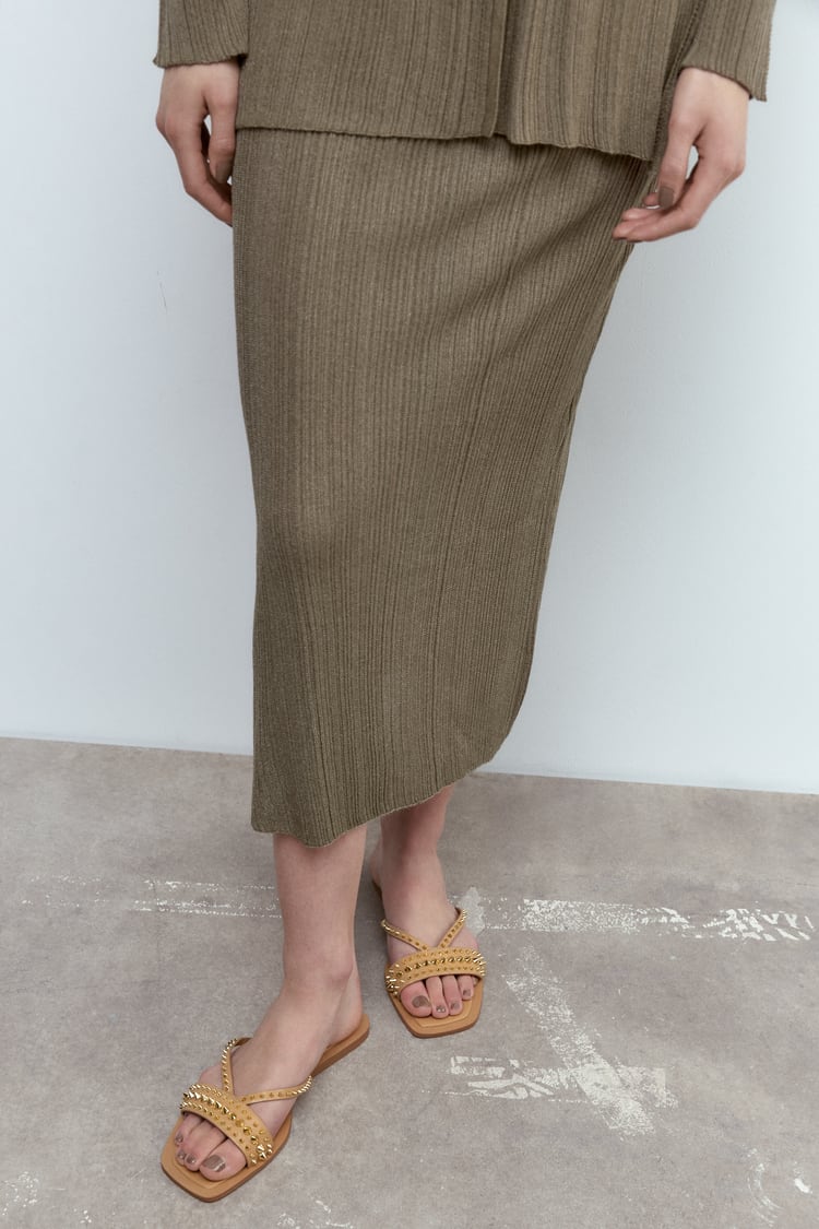 ZARA FLAT STUDDED SLIDER SANDALS – Global Mart Pk