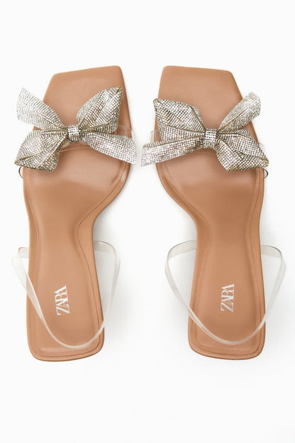 Zara HEELED VINYL SANDALS WITH BOW SF Traders